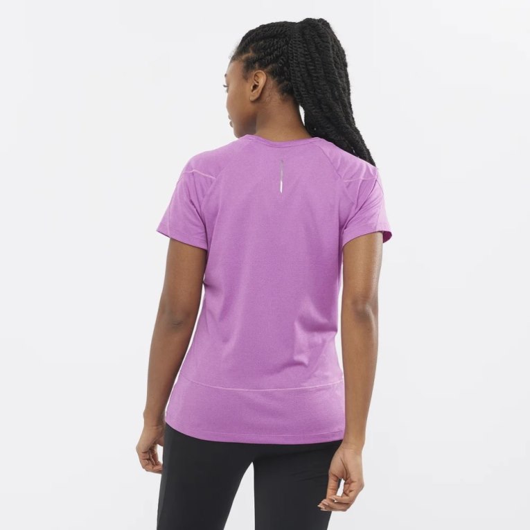 Lavender Salomon Cross Run Short Sleeve Women's T-Shirts | PH 89237X